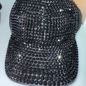 Black Rhinestone Cap